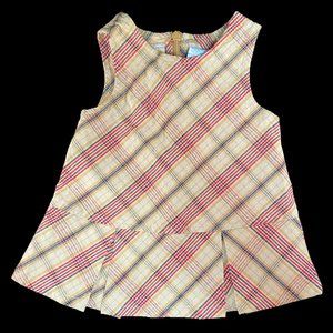 Miniwear Tan Plaid Pleated Dress 6-9M